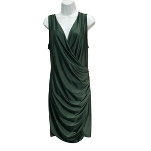 Trac Forest Green Gathered Midi Dress
